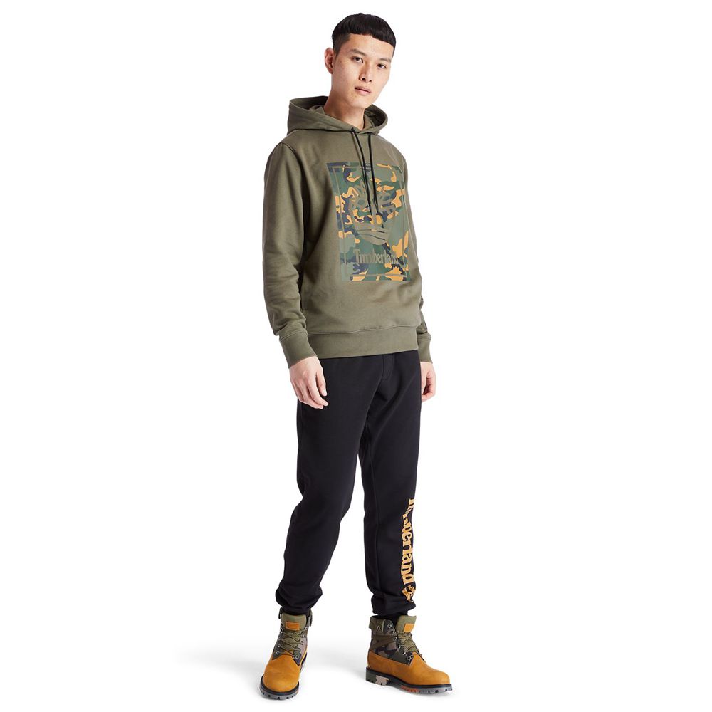 Timberland Φουτερ Ανδρικα Ελιά - Camo Tree-Logo Hoodie - Greece 9213870-EJ